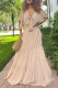 Khaki Casual Solid Bandage V Neck Cake Skirt Dresses