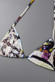 Colour Sexy Print Patchwork Asymmetrical O Neck Long Sleeve Two Pieces