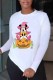 White Fashion Street Character Print Patchwork O Neck Tops