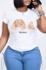 White Fashion Casual Character Letter O Neck T-Shirts
