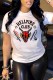 White Fashion Casual Print Letter O Neck T-Shirts