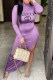 Purple Fashion Casual Print Letter O Neck Irregular Dress Dresses