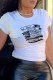 White Fashion Casual Print Letter O Neck T-Shirts
