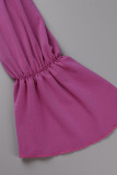 Purple Casual Solid Patchwork V Neck Long Sleeve Two Pieces