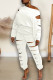 White Casual Street Solid Hollowed Out Patchwork O Neck Long Sleeve Two Pieces