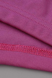 Purple Casual Solid Patchwork V Neck Long Sleeve Two Pieces