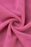 Pink Sexy Print Patchwork Spaghetti Strap Sleeveless Two Pieces