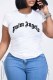 White Fashion Casual Print Letter O Neck T-Shirts