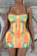 Colour Sexy Print Patchwork Spaghetti Strap Sling Dress Dresses