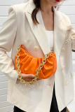 Tangerine Red Fashion Casual Solid Chains Bags