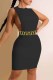 Black Fashion Sexy Print Letter O Neck One Step Skirt Dresses