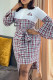 Multicolor Fashion Casual Plaid Print Patchwork O Neck Long Sleeve Dresses