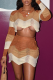 Deep Coffee Sexy Patchwork Hollowed Out Turndown Collar Long Sleeve Two Pieces