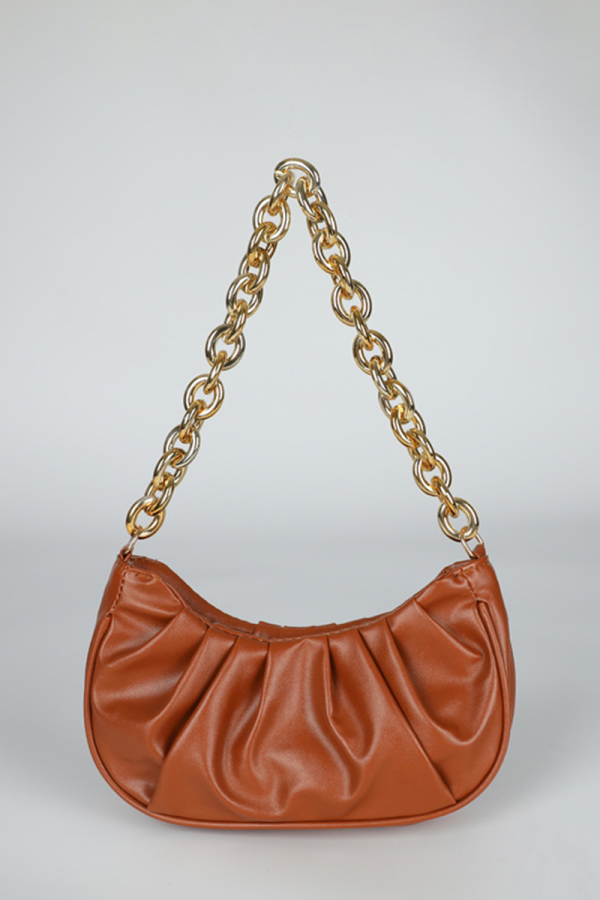 Dark Brown Fashion Casual Solid Chains Bags