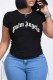 Black Fashion Casual Print Letter O Neck T-Shirts