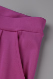 Purple Casual Solid Patchwork V Neck Long Sleeve Two Pieces