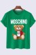 Green Casual Fashion Character Print Letter O Neck T-Shirts