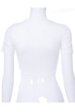 White Fashion Casual Print Patchwork Chains O Neck T-Shirts