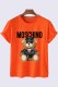 Orange Fashion Casual Character Print Letter O Neck T-Shirts