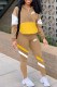 Khaki Fashion Street Print Patchwork Letter Zipper Collar Long Sleeve Two Pieces