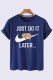 Deep Blue Casual Fashion Print Letter O Neck T-Shirts