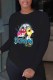 Black Fashion Casual Print Letter O Neck Tops