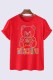 Red Fashion Casual Character Print Letter O Neck T-Shirts
