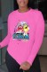 Rose Red Fashion Casual Print Letter O Neck Tops