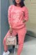 Pink Fashion Casual Print Letter O Neck Long Sleeve Two Pieces