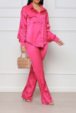 Yellow Fashion Solid Patchwork Turndown Collar Long Sleeve Two Pieces