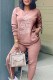Red Bean Powder Fashion Casual Print Letter O Neck Long Sleeve Two Pieces