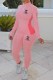 Pink Fashion Street Print Patchwork Letter Zipper Collar Long Sleeve Two Pieces
