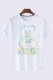 White Fashion Casual Character Print Letter O Neck T-Shirts