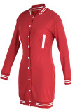 Pink Fashion Casual Solid Patchwork O Neck Long Sleeve Dresses