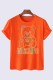 Orange Red Fashion Casual Character Print Letter O Neck T-Shirts