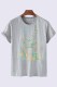 Grey Fashion Casual Character Print Letter O Neck T-Shirts