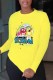 Yellow Fashion Casual Print Letter O Neck Tops