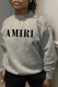 Grey Fashion Street Print Letter O Neck Tops
