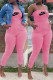 Pink Fashion Sexy Print Letter Spaghetti Strap Jumpsuits