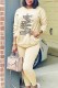 Apricot Fashion Casual Print Letter O Neck Long Sleeve Two Pieces
