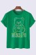 Green Fashion Casual Character Print Letter O Neck T-Shirts