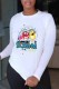 White Fashion Casual Print Letter O Neck Tops