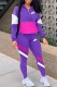 Purple Fashion Street Print Patchwork Letter Zipper Collar Long Sleeve Two Pieces