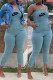 Blue Fashion Sexy Print Letter Spaghetti Strap Jumpsuits