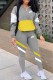 Grey Fashion Street Print Patchwork Letter Zipper Collar Long Sleeve Two Pieces