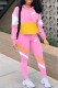 Light Pink Fashion Street Print Patchwork Letter Zipper Collar Long Sleeve Two Pieces