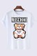 White Fashion Casual Character Print Letter O Neck T-Shirts