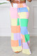 Pink Casual Print Patchwork High Waist Straight Patchwork Bottoms
