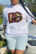 White Fashion Street Print Patchwork O Neck T-Shirts
