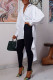 White Casual Street Solid Patchwork Buckle Asymmetrical Tops